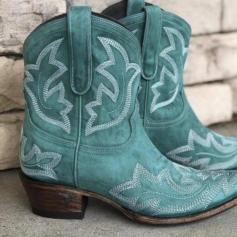Rov Women's Western Cowboy Boots Comfortable Block Heel for All-Day Wear