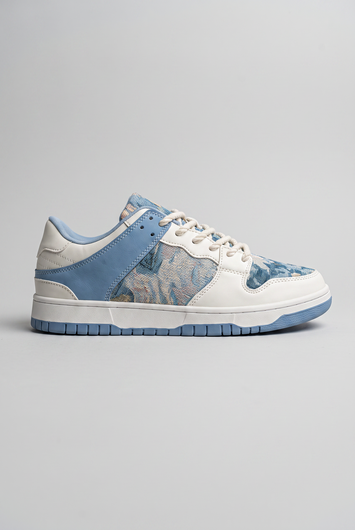 Artistic Footwear | Men's Trainers with Painterly Blue Swirl Print | Stylish Low-Top Design for Everyday Wear 0