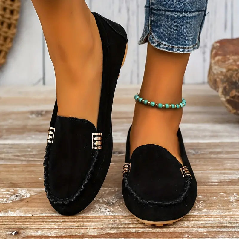 Casual Slip-On Black Flats for Women with Breathable Design | Lightweight Comfort for All-Day Wear 0