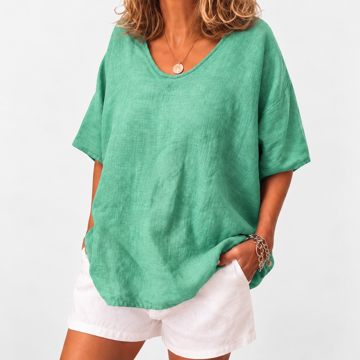 Women's Summer Light Oversized Linen T-shirt Blouse