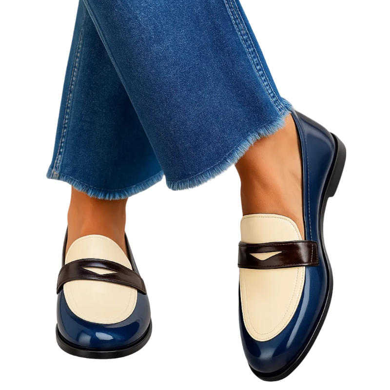 Chic Loafers | Women's Slip-On Footwear with Color Block Design | Comfortable Style for Everyday Wear 0