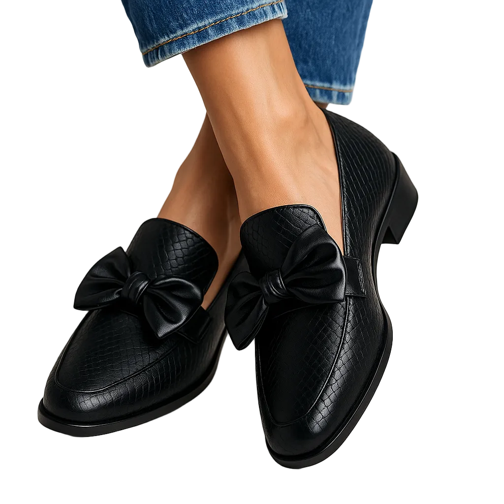 Elegant Comfort | Black Loafers for Women with Arch Support | Stylish Slip-On Footwear for All-Day Wear 0