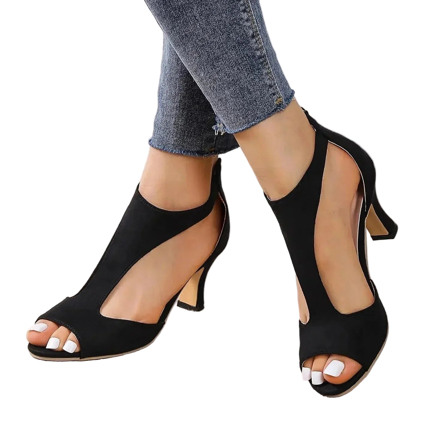 Elegant Orthopedic Heels | Open Toe Design with Arch Support | Comfortable T-Strap Footwear for All-Day Wear 1