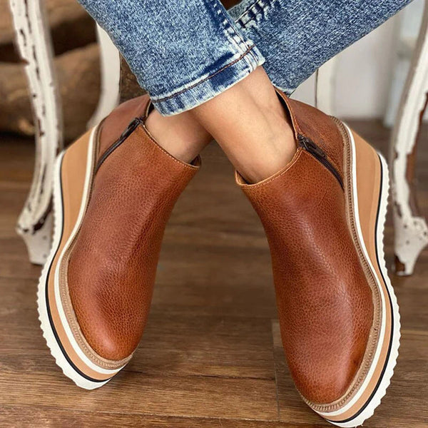 Elegant Wedge Booties | Stylish Ankle Boots with Side Zipper for Comfort and Versatility 5