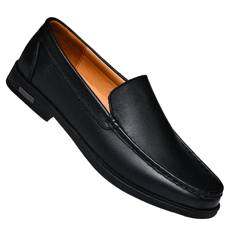 Men's Classic Leather Loafers | Elegant Black Slip-On Dress Shoes 0