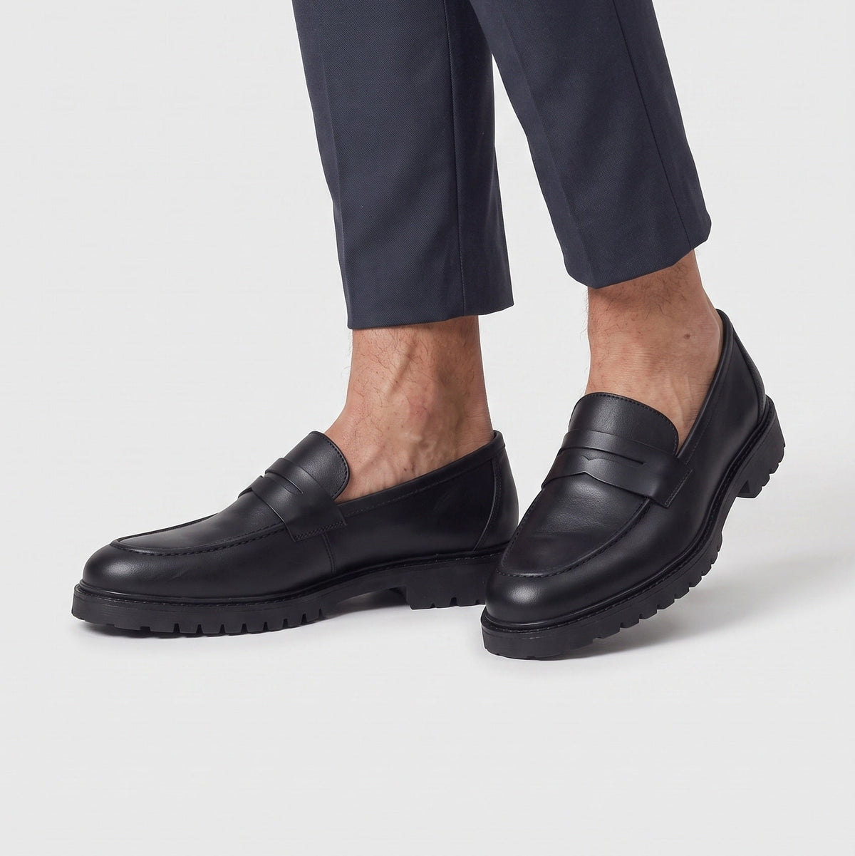 Men's Loafers | Black Penny Loafers with Chunky Sole for All-Day Comfort 2