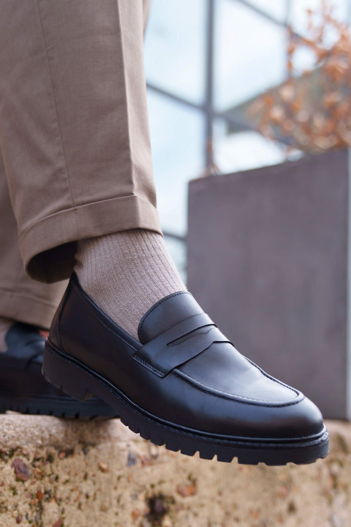 Men's Loafers | Black Penny Loafers with Chunky Sole for All-Day Comfort 4
