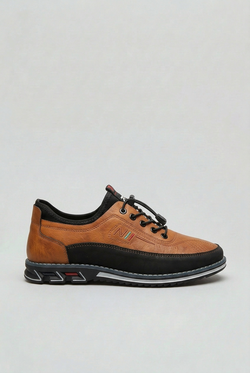 Men's Trainers | Leather-Look Sneakers with Cushioned Insole | Supportive Sole for All-Day Comfort 0