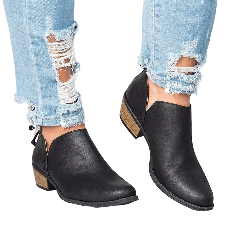 Reba Collection | Black Ankle Boots with Comfortable Block Heel | Chic Footwear for Everyday Elegance 2