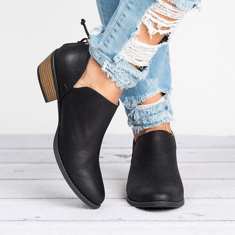 Reba Collection | Black Ankle Boots with Comfortable Block Heel | Chic Footwear for Everyday Elegance 4