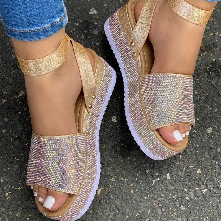 Rita | Women's Platform Sandals with Rhinestone Embellishments | Chunky Sole for Glamorous Comfort 2