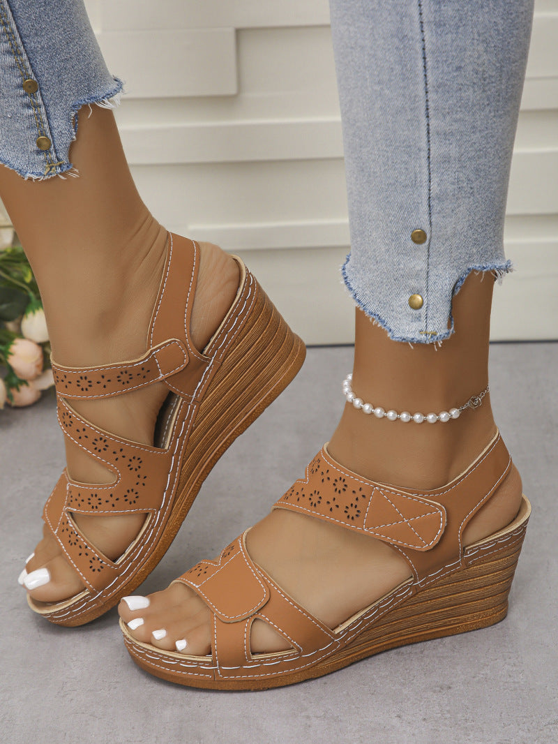 Angela Inspired Ankle Wedge Easy slip on Straps all day dress and casual Sandal Women's Shoes