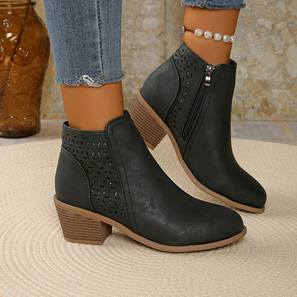 Veronica Black Wedge Heel Ankle Boots with Pointed Toe Design | Stylish Comfort for Effortless Elegance