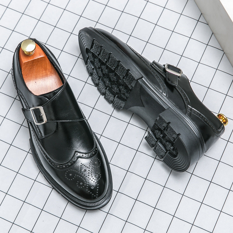 Milan Inspired Premium Leather Monk Strap Dress Shoes Elegant Wingtip Formal Footwear