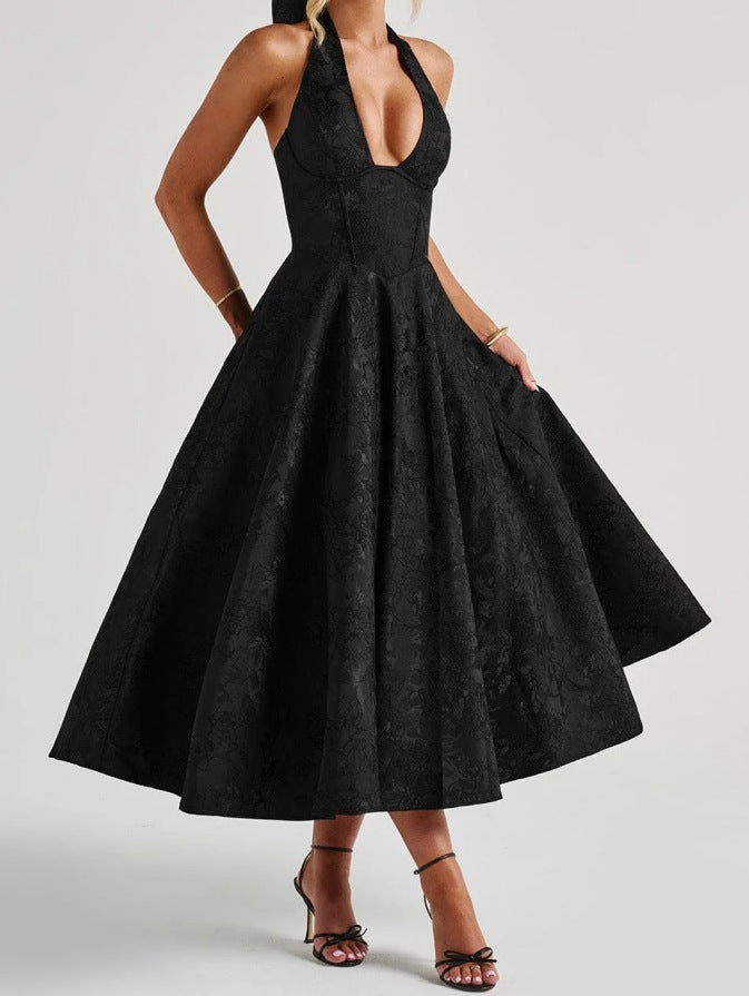 Lola - Stylish Women's A-Line Cocktail Dress with Deep V-Neck