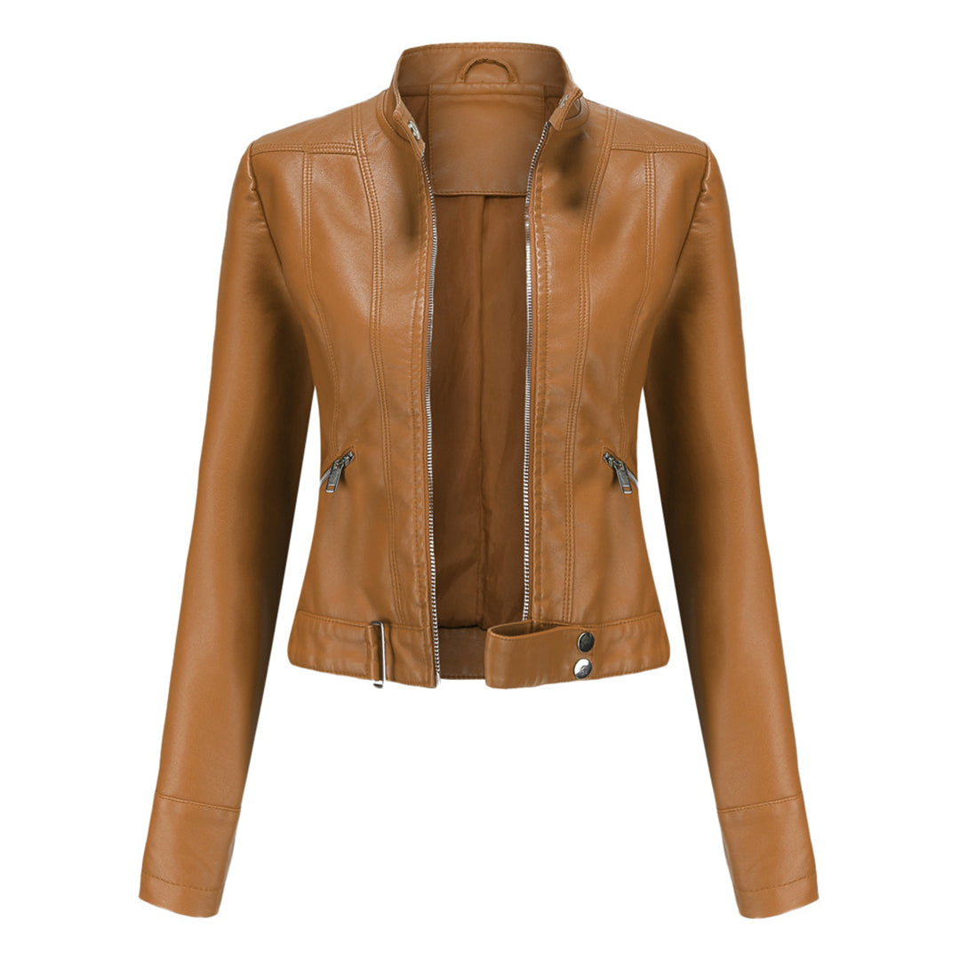 Stylish women's leather jacket in classic design