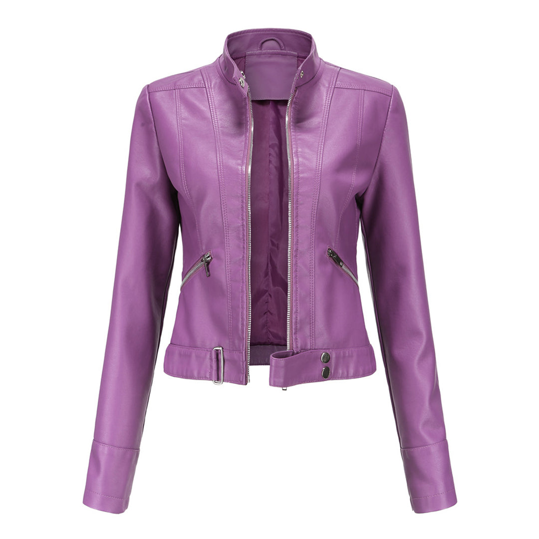 Stylish women's leather jacket in classic design