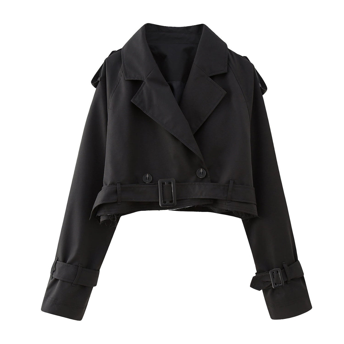 Women's Trendy Cropped Short Trench Coat with Belt