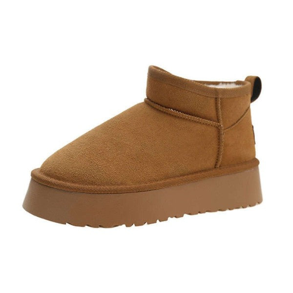 Mini Platform Snow Boots – Faux Fur Lined Suede Ankle Boots