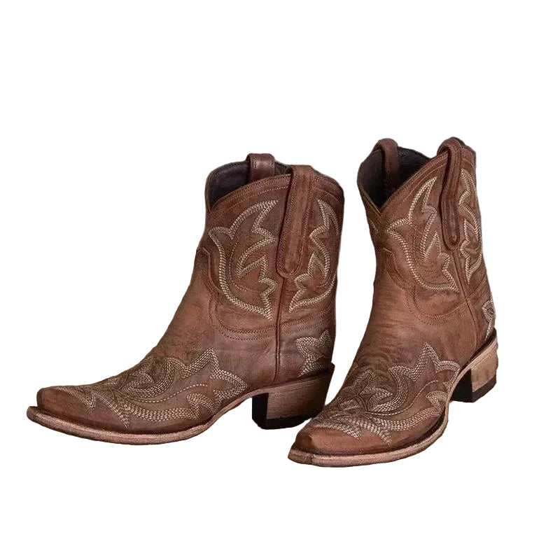 Charming Western Style | Women's Cowgirl Boots with Intricate Embroidery | Comfortable Block Heel for All-Day Wear 0