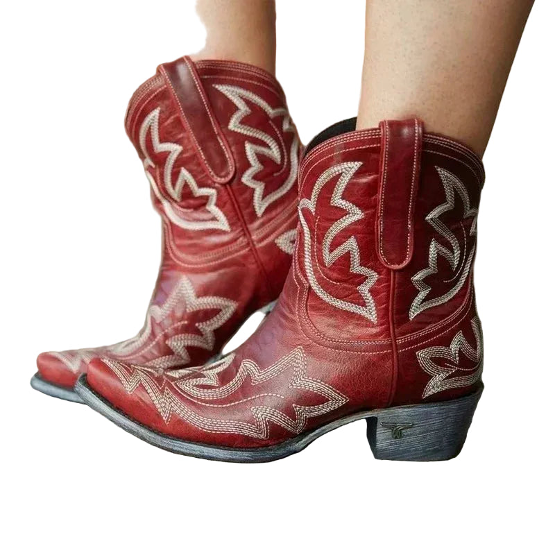 Charming Western Style | Women's Cowgirl Boots with Intricate Embroidery | Comfortable Block Heel for All-Day Wear 1
