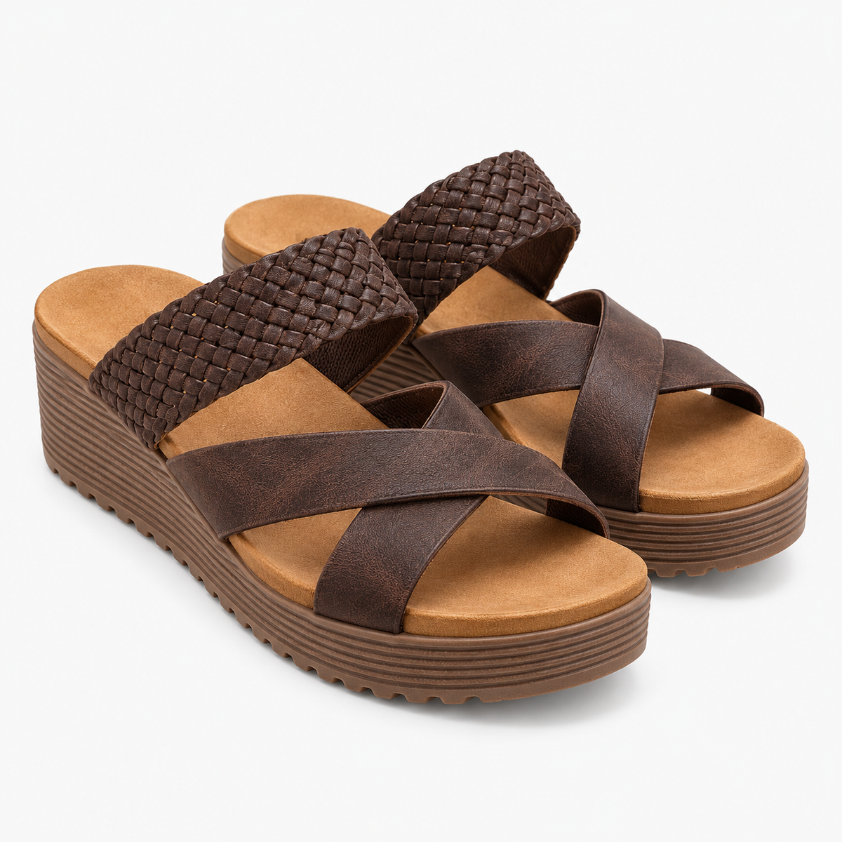 Melana Women's Leather Woven Strap Sandals Designed for flexibility and ease of movement