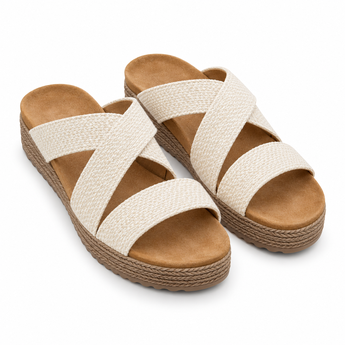 Melana Women's Leather Woven Strap Sandals Designed for flexibility and ease of movement