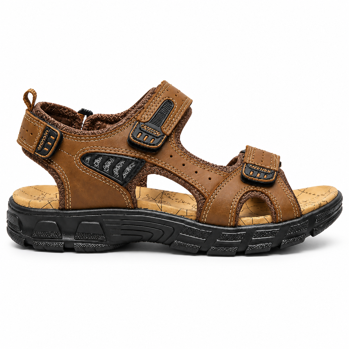 Men's Orthoperdic Leather Velcro Sandals Outdoor Walking Sandals – Everyday Comfort & Adventure Style