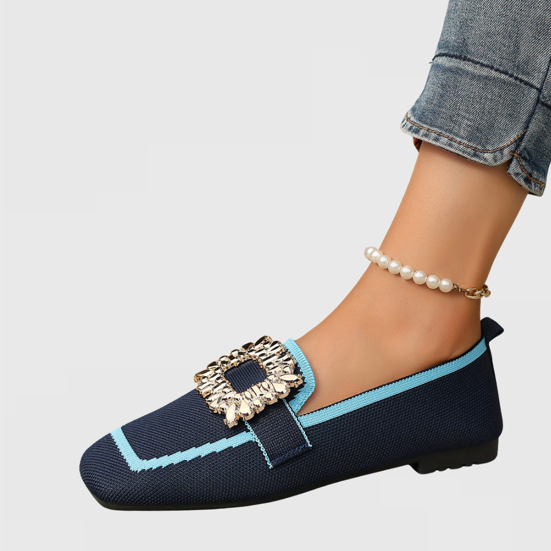 Chic Collection | Women's Loafers with Jeweled Buckle & Slip-On Comfort | Stylish Square Toe Design for Effortless Elegance 5
