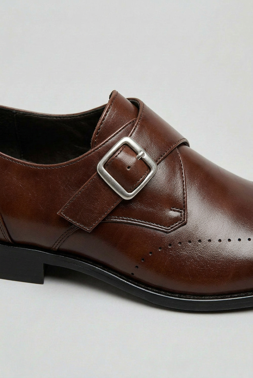 Elegant Footwear | Men's Brogues with Monk Strap & Cushioned Insole | Stylish Design for Comfort and Stability 2