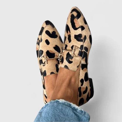 Elegant Footwear | Women's Loafers with Pointed Toe & Animal Print | Chic Slip-On Style for Effortless Fashion 0