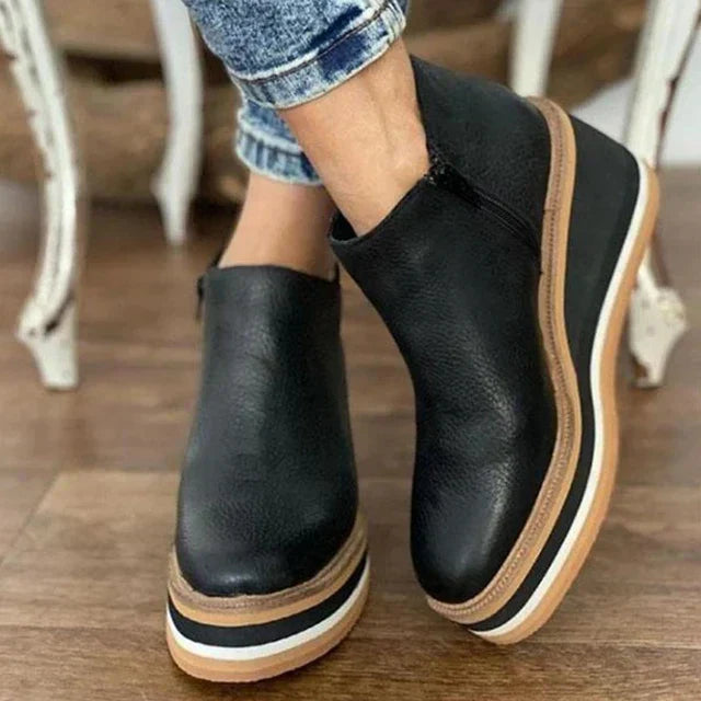 Elegant Wedge Booties | Stylish Ankle Boots with Side Zipper for Comfort and Versatility 2