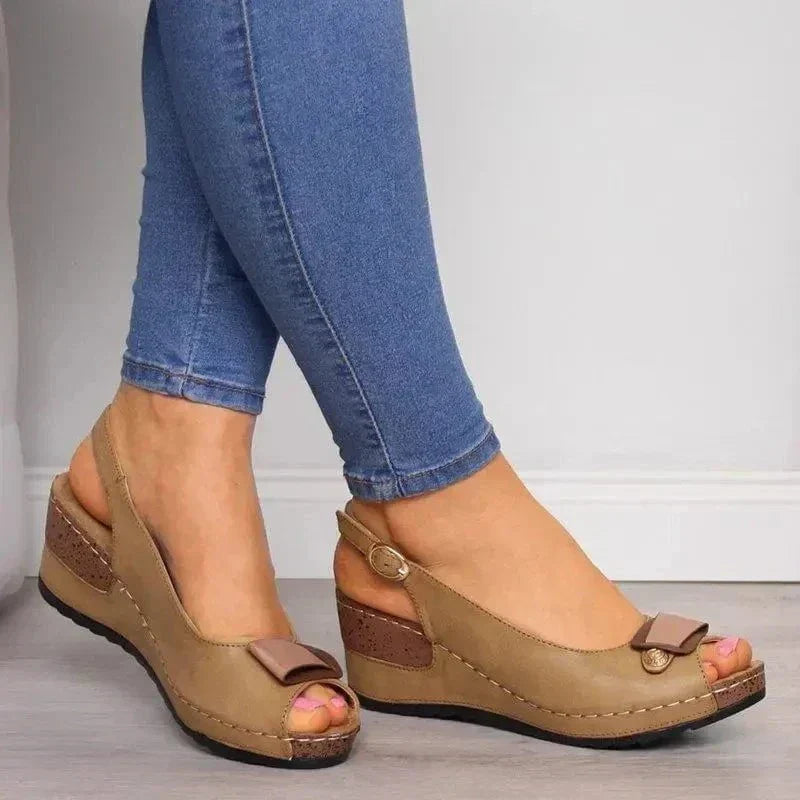 Elegant Wedge Sandals for Women with Adjustable Heel Strap & Decorative Bow | Stylish Comfort for All-Day Wear 0