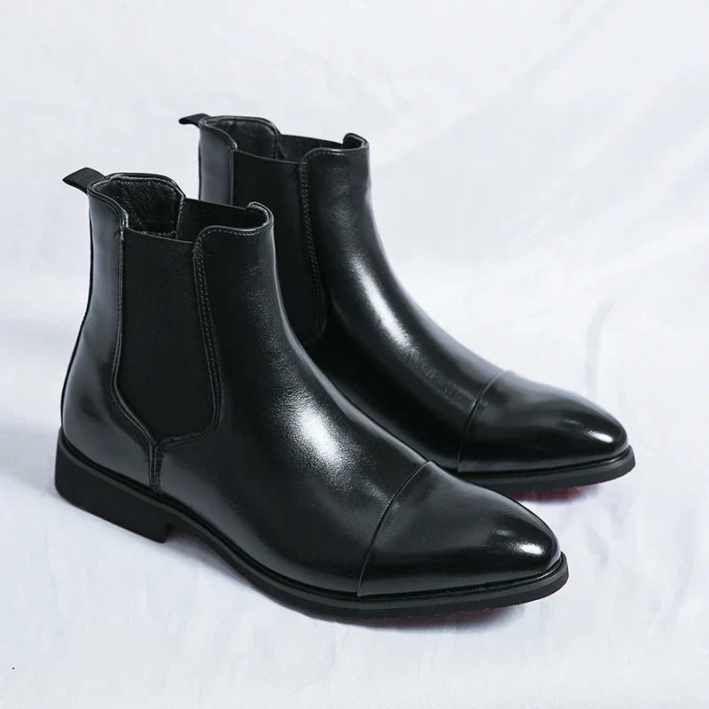 Men's Leather Chelsea Boots | Stylish Slip-On Dress Footwear with Cap Toe Design 2