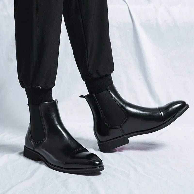 Men's Leather Chelsea Boots | Stylish Slip-On Dress Footwear with Cap Toe Design 3