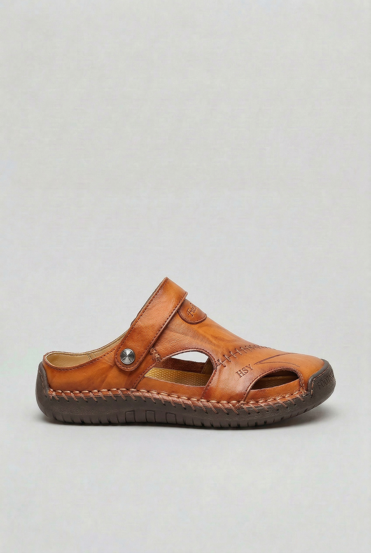 Men's Leather Sandals with Closed Toe Design & Breathable Cut-Outs for All-Day Comfort 3
