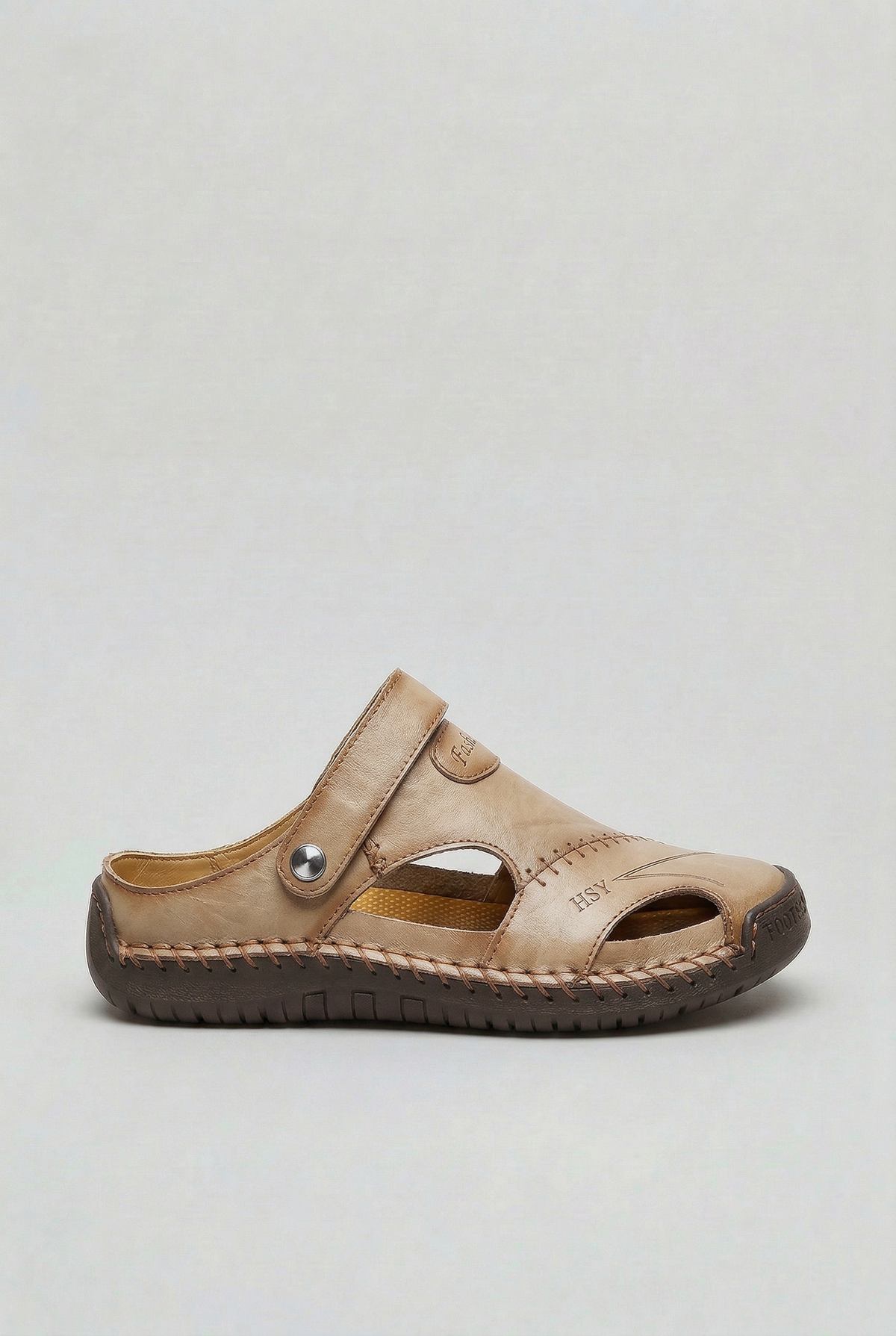 Men's Leather Sandals with Closed Toe Design & Breathable Cut-Outs for All-Day Comfort 5