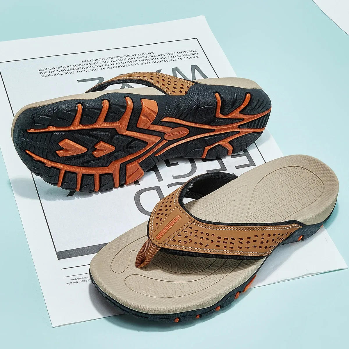 Men's Synthetic Nubuck Flip Flops | Comfortable Arch Support Sandals | Water-Resistant | Non-Slip 2