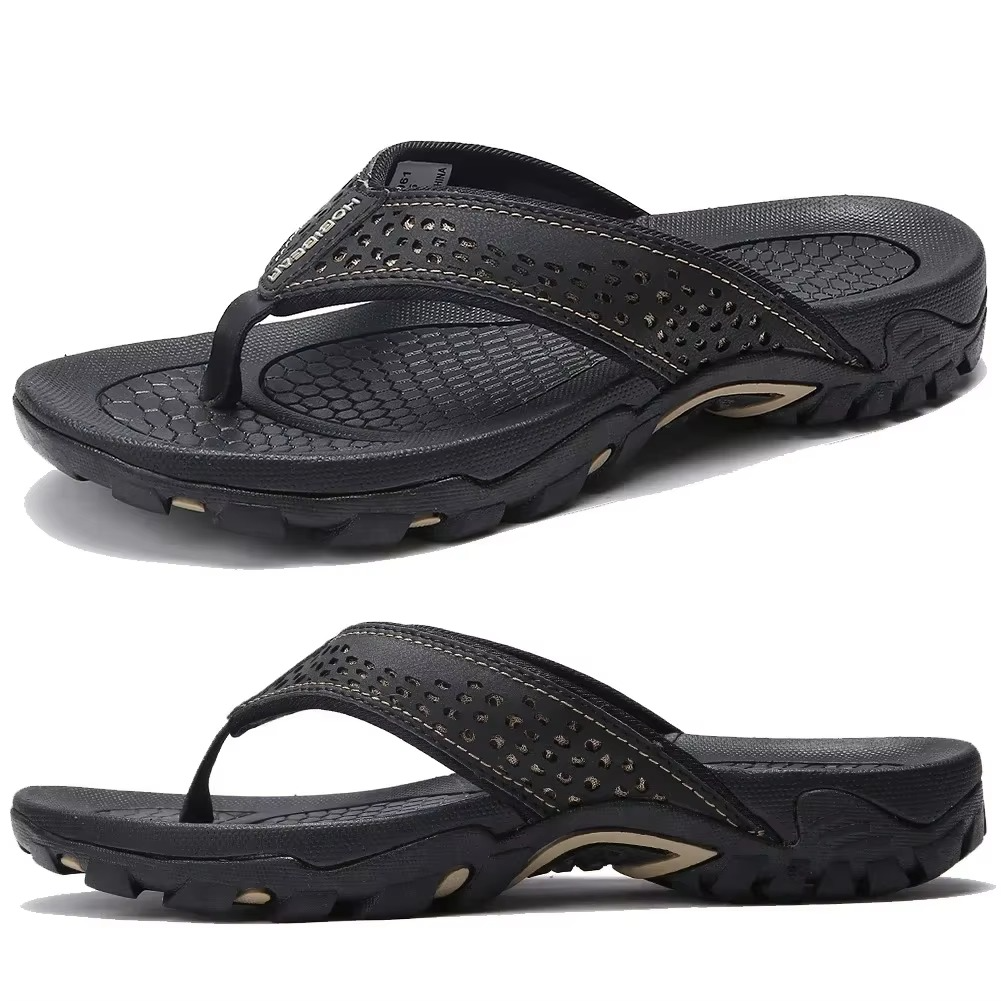 Men's Synthetic Nubuck Flip Flops | Comfortable Arch Support Sandals | Water-Resistant | Non-Slip 7