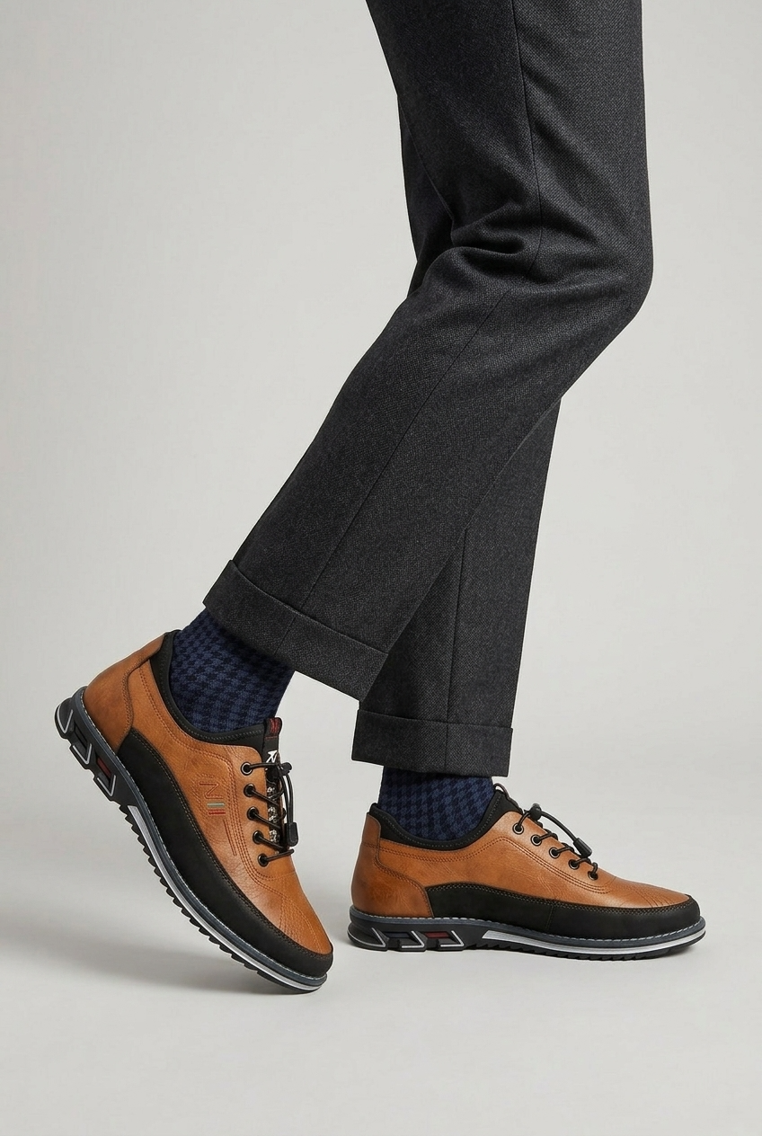 Men's Trainers | Leather-Look Sneakers with Cushioned Insole | Supportive Sole for All-Day Comfort 1