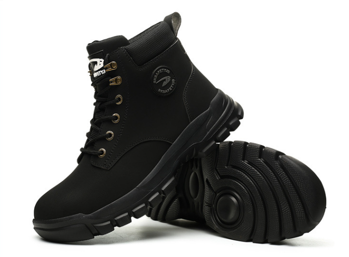Men's Steel Toe Work Boots – Lightweight Flexible Wheat Leather Boots, Street Style