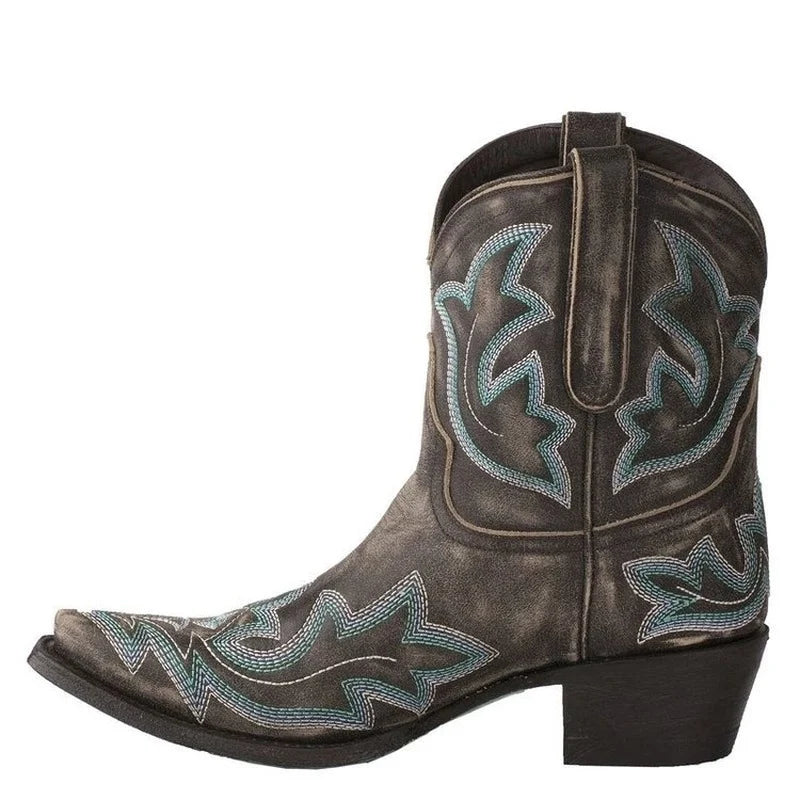 Rov Women's Western Cowboy Boots Comfortable Block Heel for All-Day Wear