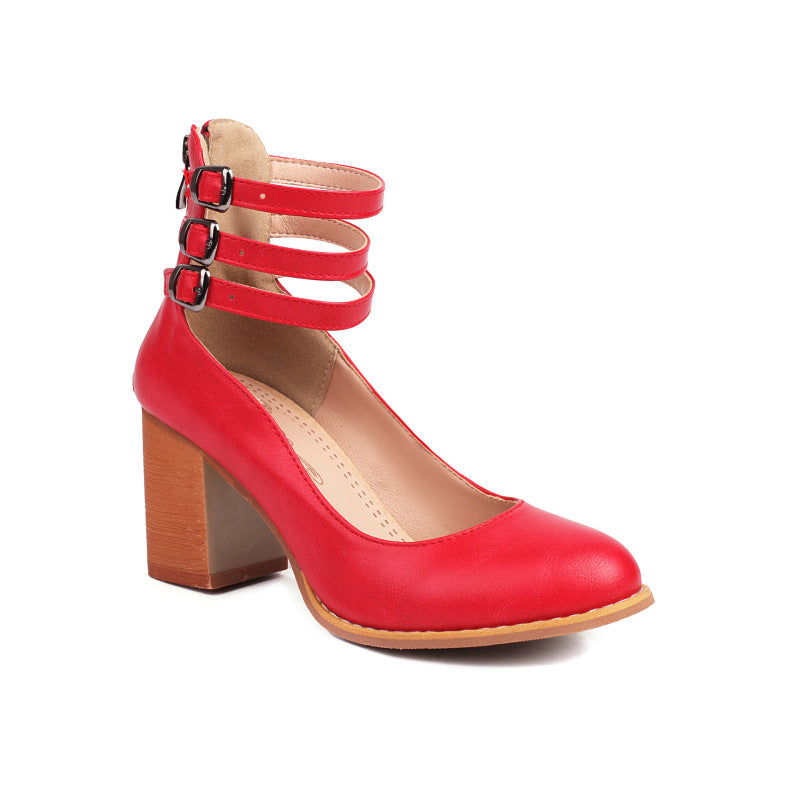 Emilia Artisan Buckle Leather Heels