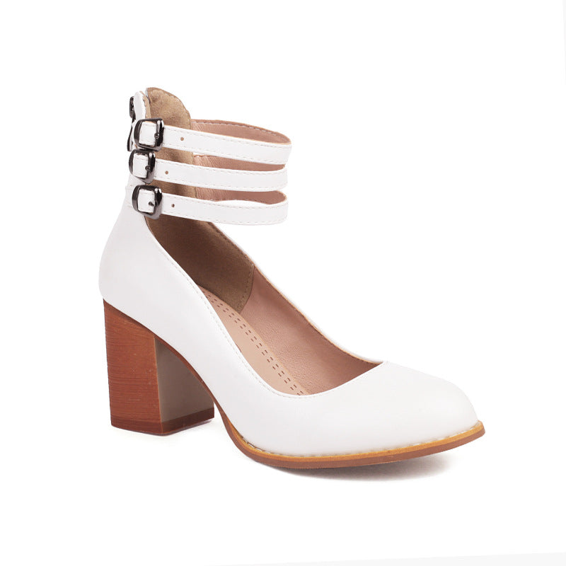 Emilia Artisan Buckle Leather Heels