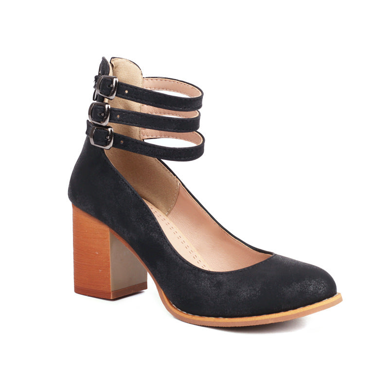 Emilia Artisan Buckle Leather Heels