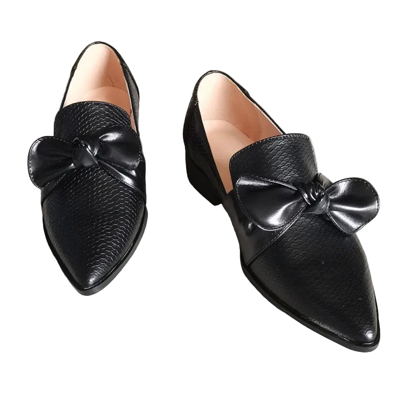 Lady G inspired Black Tie Loafers for Women with Arch Support Stylish Slip-On Footwear for All-Day Wear