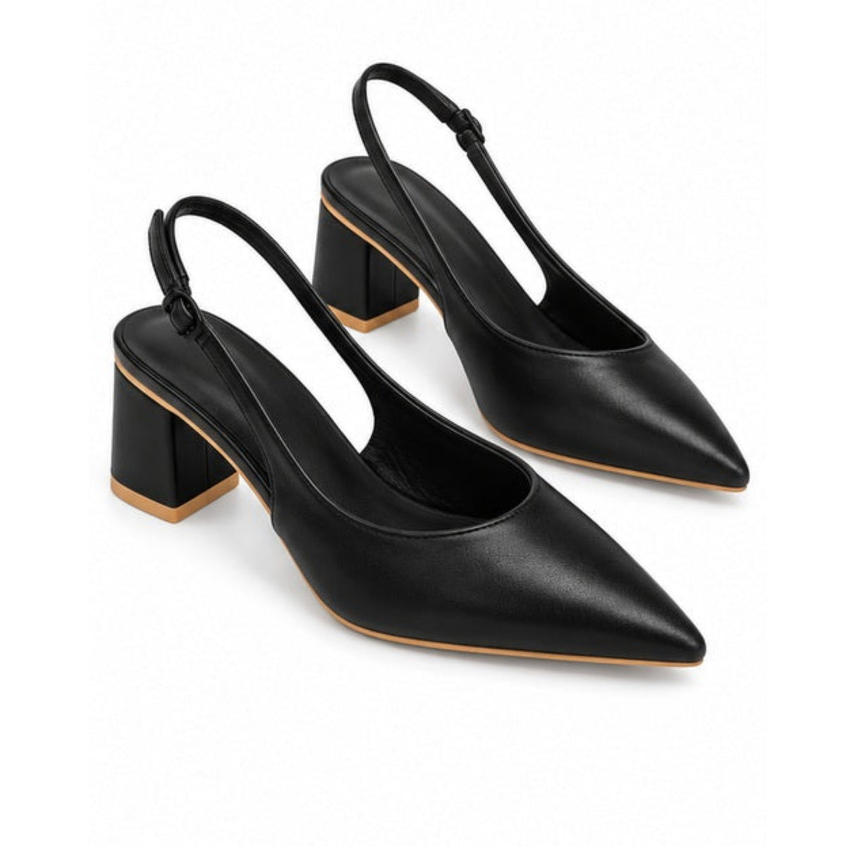Rov's Women's Leather Block Heel Classic Sling-back