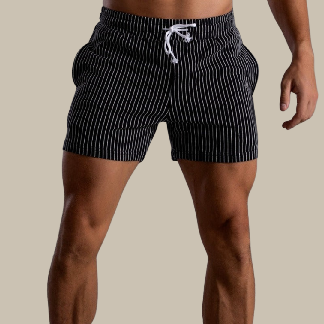 Niko Men's Quick Dry Striped Swim Shorts Short Length Mesh Lined Drawstring  Copy