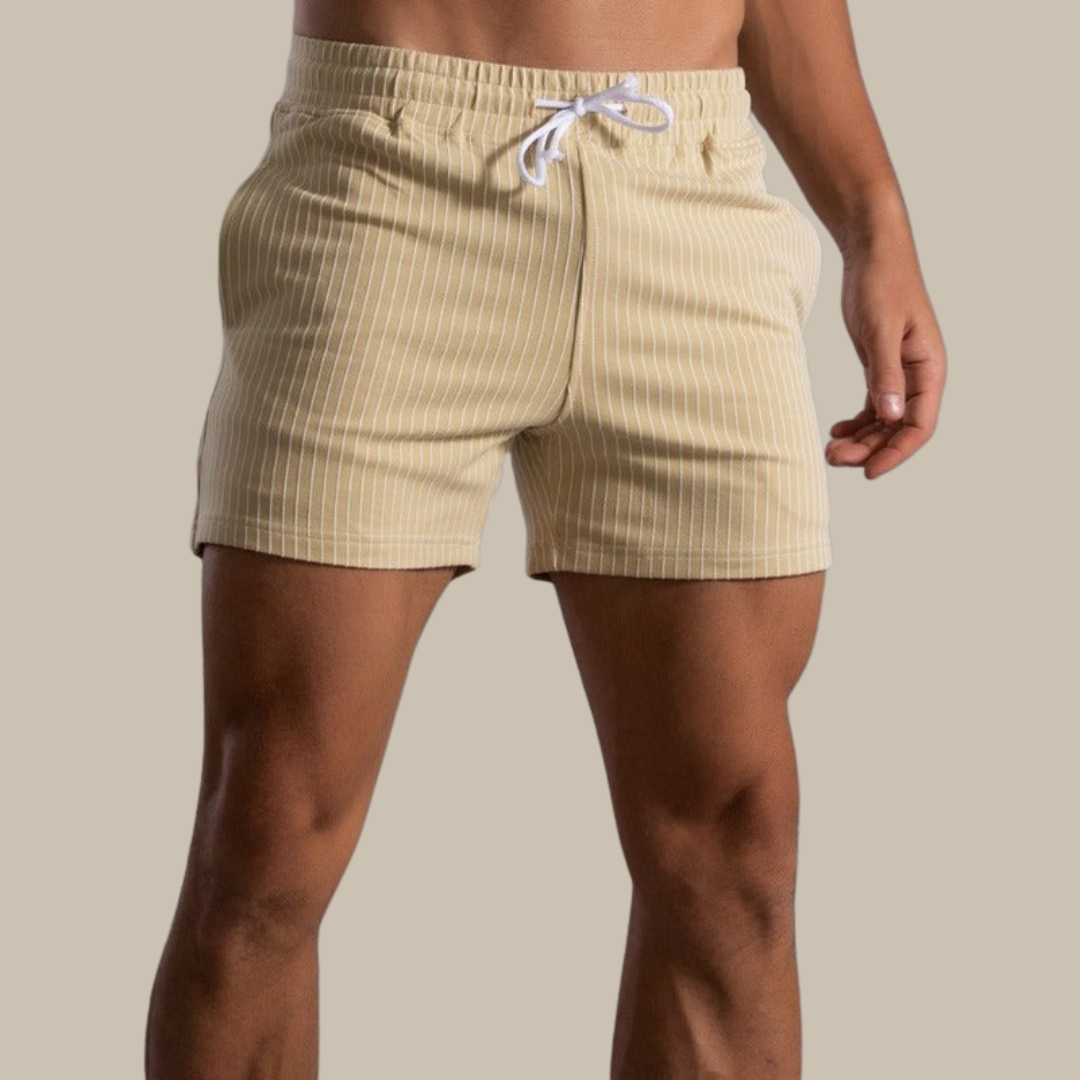 Niko Men's Quick Dry Striped Swim Shorts Short Length Mesh Lined Drawstring  Copy