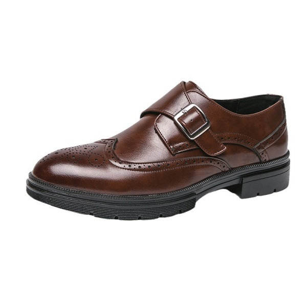 Milan Inspired Premium Leather Monk Strap Dress Shoes Elegant Wingtip Formal Footwear
